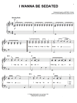 page one of I Wanna Be Sedated (Easy Piano)