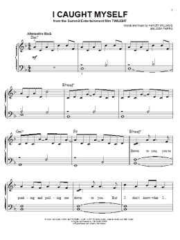 page one of I Caught Myself (Easy Piano)