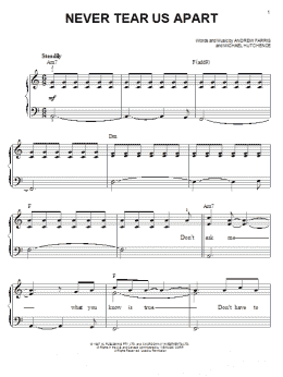 page one of Never Tear Us Apart (Easy Piano)