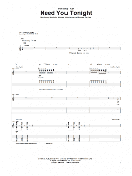 page one of Need You Tonight (Guitar Tab)