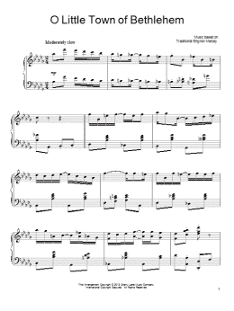 page one of O Little Town Of Bethlehem [Ragtime version] (Piano Solo)
