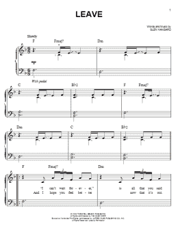 page one of Leave (Easy Piano)