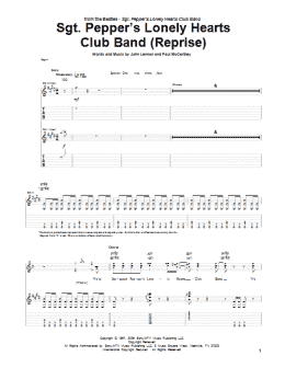 page one of Sgt. Pepper's Lonely Hearts Club Band (Reprise) (Guitar Tab)