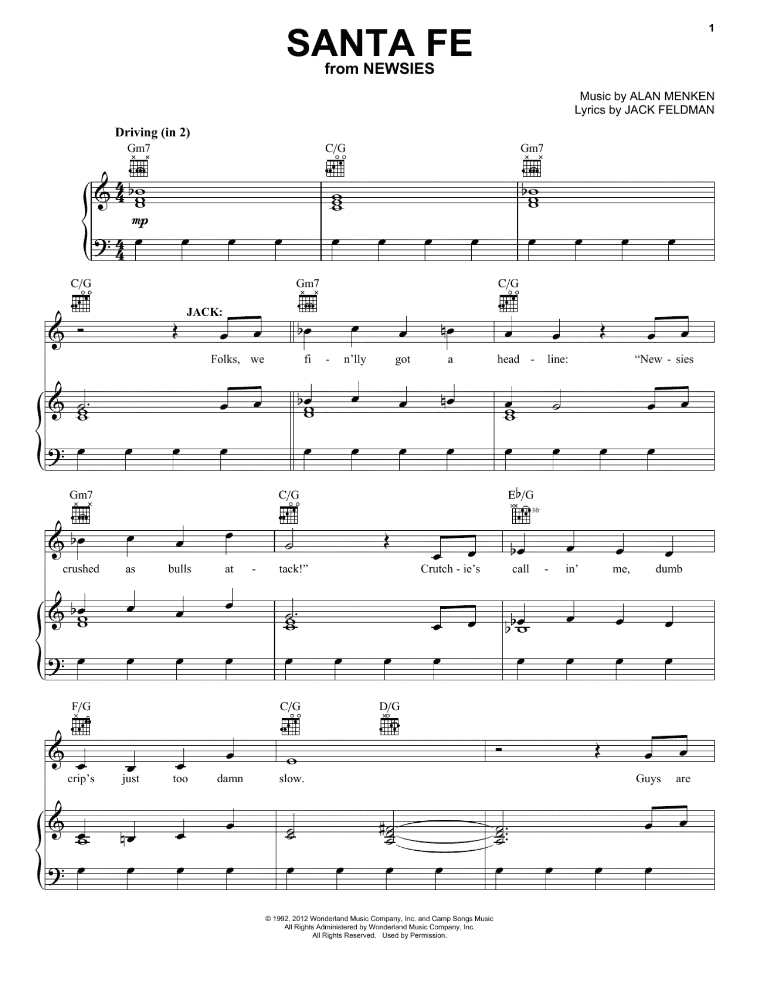 Santa Fe (Piano, Vocal & Guitar Chords (Right-Hand Melody))