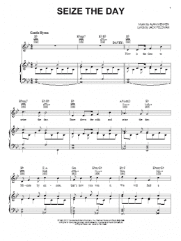 page one of Seize The Day (from Newsies The Musical) (Piano, Vocal & Guitar Chords (Right-Hand Melody))