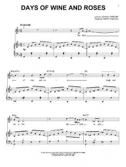 page one of Days Of Wine And Roses (Piano & Vocal)