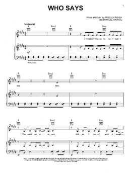 page one of Who Says (Piano, Vocal & Guitar Chords (Right-Hand Melody))