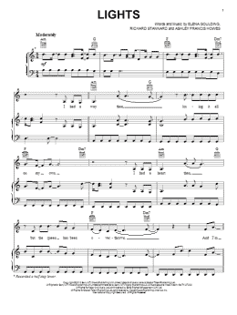 page one of Lights (Piano, Vocal & Guitar Chords (Right-Hand Melody))
