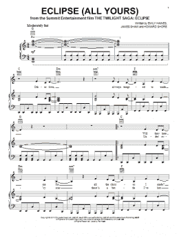 page one of Eclipse (All Yours) (Piano, Vocal & Guitar Chords (Right-Hand Melody))