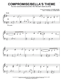 page one of Compromise/Bella's Theme (Piano Solo)