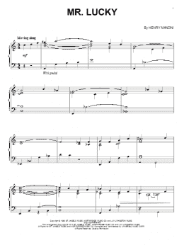 page one of Mr. Lucky (Piano Solo)