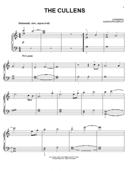page one of The Cullens (from The Twilight Saga: New Moon) (Easy Piano)