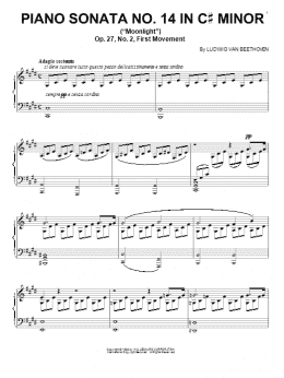 page one of Piano Sonata In C Sharp Minor, Op. 27, No. 2, First Movement (Moonlight) (Piano Solo)