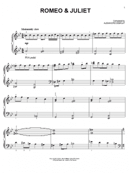page one of Romeo & Juliet (from The Twilight Saga: New Moon) (Easy Piano)