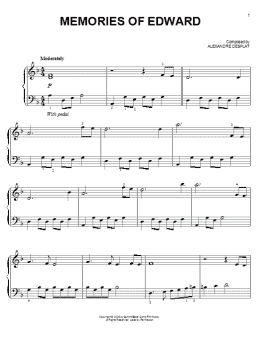 page one of Memories Of Edward (from The Twilight Saga: New Moon) (Easy Piano)