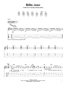 page one of Billie Jean (Easy Guitar Tab)