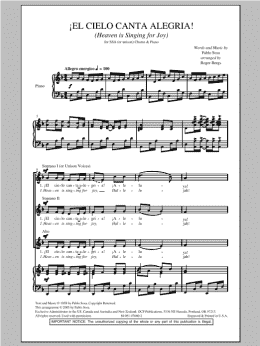 page one of El Cielo Canta Alegria! (Heaven Is Singing For Joy!) (SSA Choir)