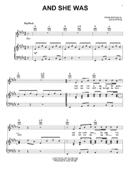 page one of And She Was (Piano, Vocal & Guitar Chords (Right-Hand Melody))