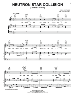 page one of Neutron Star Collision (Love Is Forever) (Piano, Vocal & Guitar Chords (Right-Hand Melody))