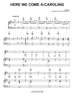 page one of Here We Come A-Caroling (Piano, Vocal & Guitar Chords (Right-Hand Melody))