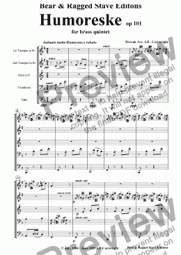 page one of Humoreske for brass quintet