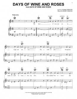 page one of Days Of Wine And Roses (Piano, Vocal & Guitar Chords (Right-Hand Melody))