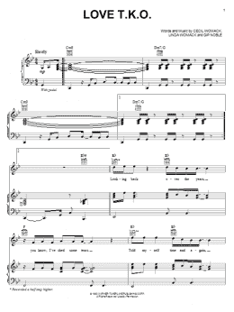 page one of Love T.K.O. (Piano, Vocal & Guitar Chords (Right-Hand Melody))