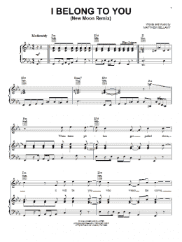 page one of I Belong To You (New Moon Remix) (Piano, Vocal & Guitar Chords (Right-Hand Melody))