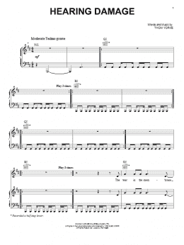 page one of Hearing Damage (Piano, Vocal & Guitar Chords (Right-Hand Melody))