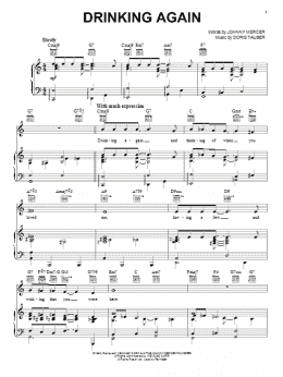 page one of Drinking Again (Piano, Vocal & Guitar Chords (Right-Hand Melody))