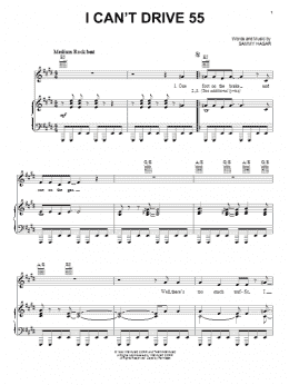 page one of I Can't Drive 55 (Piano, Vocal & Guitar Chords (Right-Hand Melody))