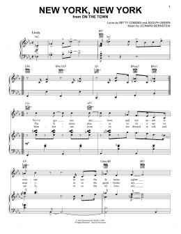 page one of New York, New York (from On the Town) (Piano, Vocal & Guitar Chords (Right-Hand Melody))