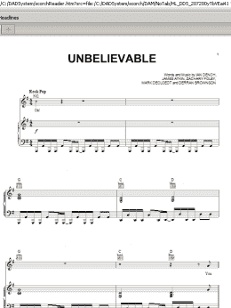 page one of Unbelievable (Piano, Vocal & Guitar Chords (Right-Hand Melody))