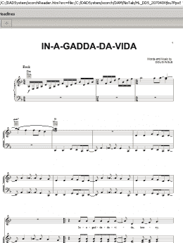 page one of In-A-Gadda-Da-Vida (Piano, Vocal & Guitar Chords (Right-Hand Melody))