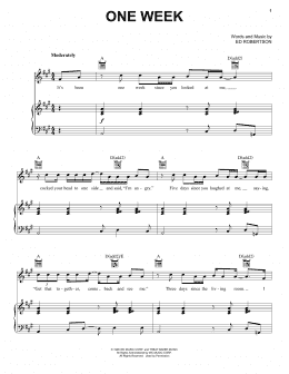 page one of One Week (Piano, Vocal & Guitar Chords (Right-Hand Melody))