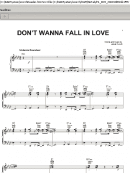 page one of Don't Wanna Fall In Love (Piano, Vocal & Guitar Chords (Right-Hand Melody))