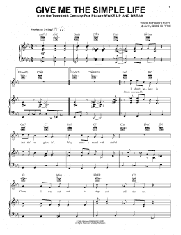 page one of Give Me The Simple Life (Piano, Vocal & Guitar Chords (Right-Hand Melody))