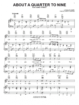 page one of About A Quarter To Nine (Piano, Vocal & Guitar Chords (Right-Hand Melody))