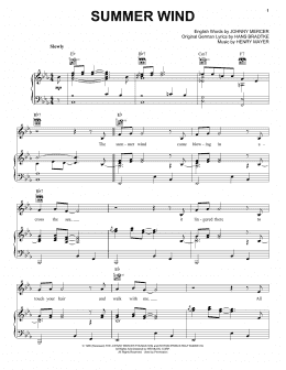 page one of Summer Wind (Piano, Vocal & Guitar Chords (Right-Hand Melody))