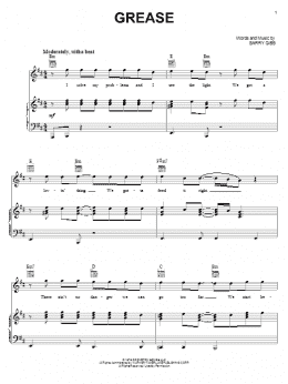page one of Grease (Piano, Vocal & Guitar Chords (Right-Hand Melody))