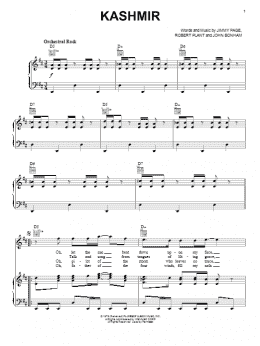 page one of Kashmir (Piano, Vocal & Guitar Chords (Right-Hand Melody))