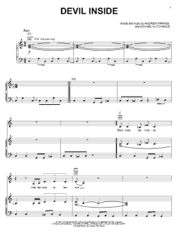 page one of Devil Inside (Piano, Vocal & Guitar Chords (Right-Hand Melody))