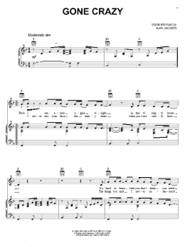 page one of Gone Crazy (Piano, Vocal & Guitar Chords (Right-Hand Melody))