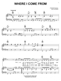 page one of Where I Come From (Piano, Vocal & Guitar Chords (Right-Hand Melody))