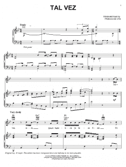 page one of Tal Vez (Piano, Vocal & Guitar Chords (Right-Hand Melody))