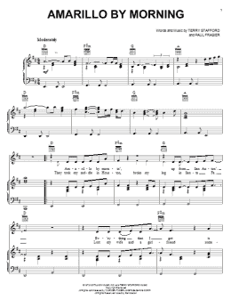 page one of Amarillo By Morning (Piano, Vocal & Guitar Chords (Right-Hand Melody))