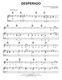 page one of Desperado (Piano, Vocal & Guitar Chords (Right-Hand Melody))
