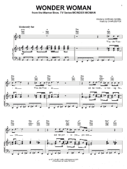 page one of Wonder Woman (Piano, Vocal & Guitar Chords (Right-Hand Melody))
