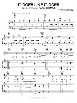 page one of It Goes Like It Goes (Piano, Vocal & Guitar Chords (Right-Hand Melody))