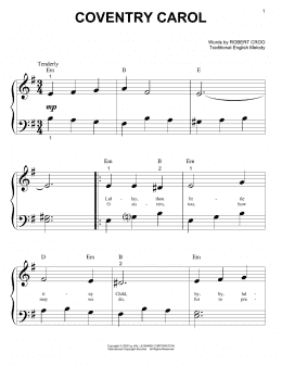 page one of Coventry Carol (Big Note Piano)